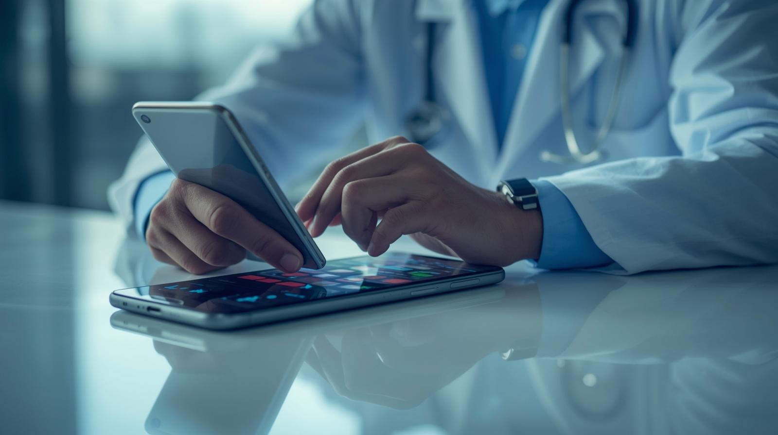 Zdravlje i tehnologija - doktor sa mobilnim i tabletom